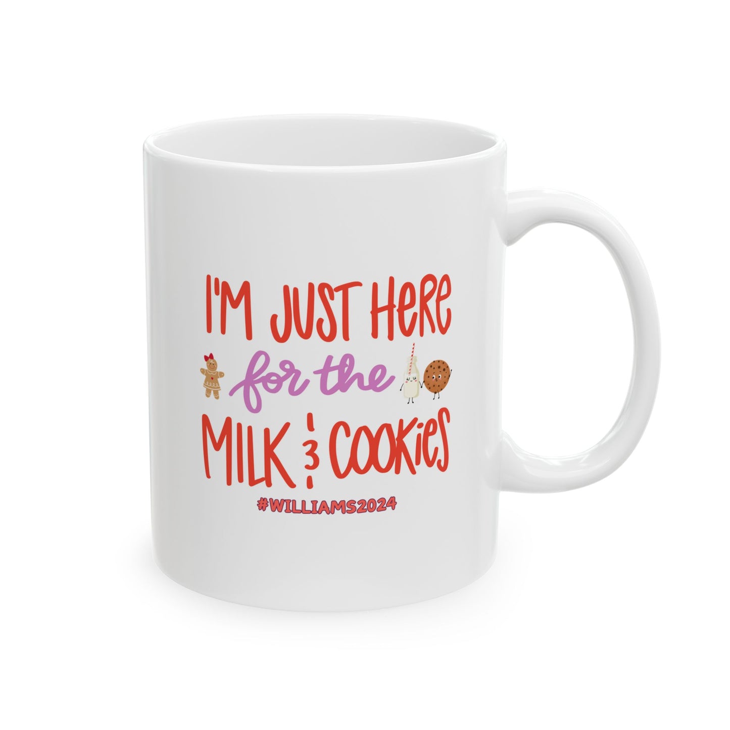 Ceramic Mug (11oz White) - I'm Just Here For The Milk & Cookies Christmas 2024 with Custom Name