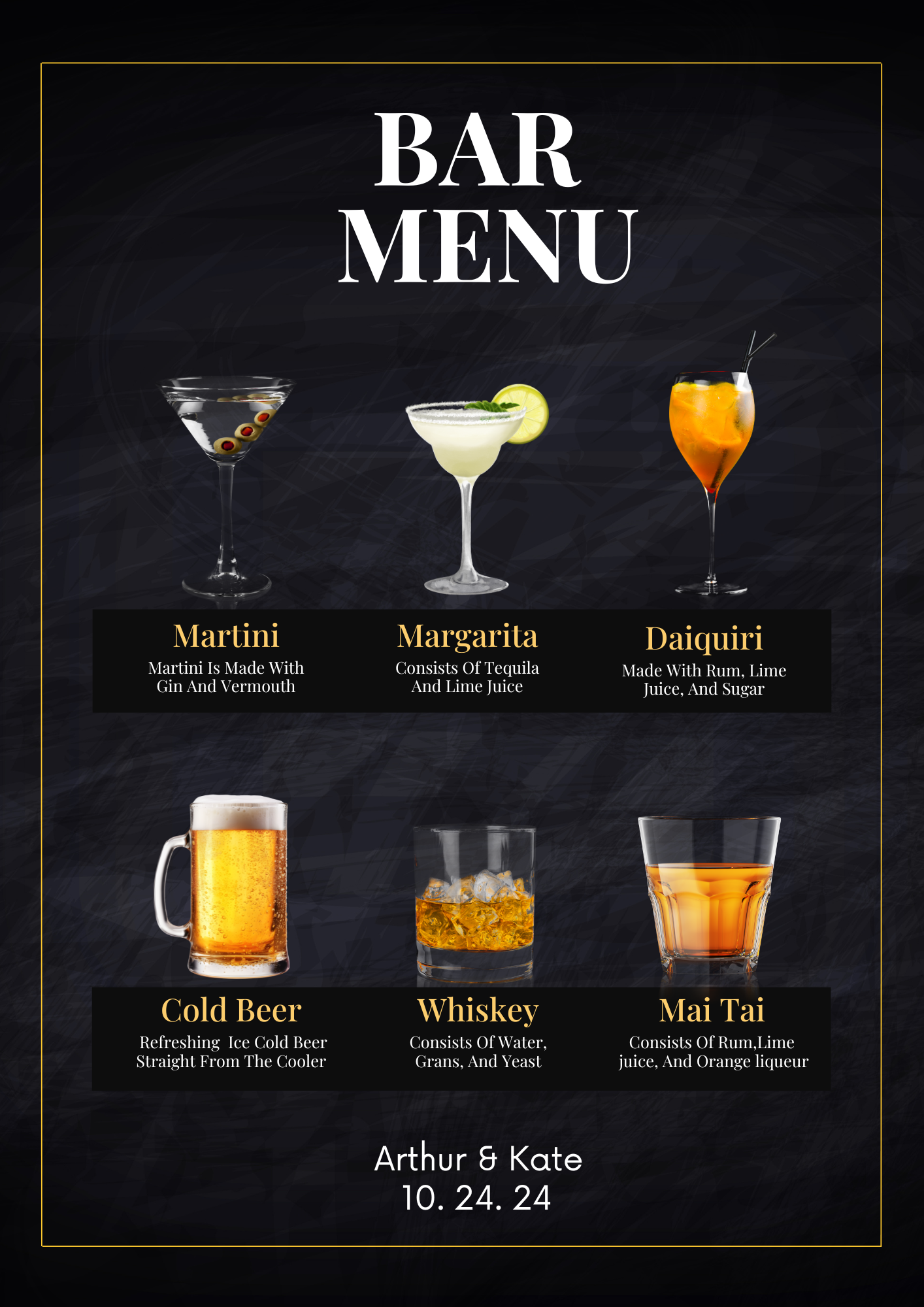 Signature Drinks Printable Menu #2