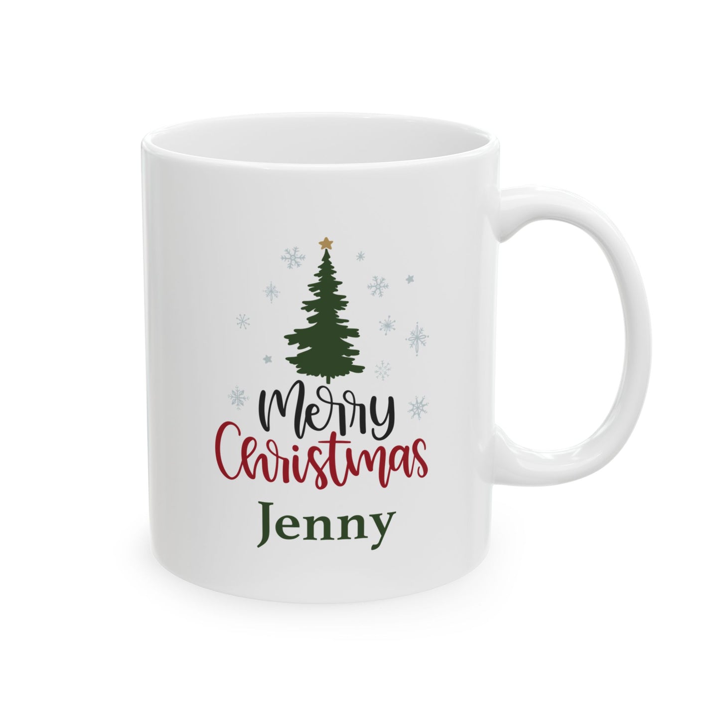 Ceramic Mug (11oz White) - Christmas Design 2024 - Merry Christmas Tree
