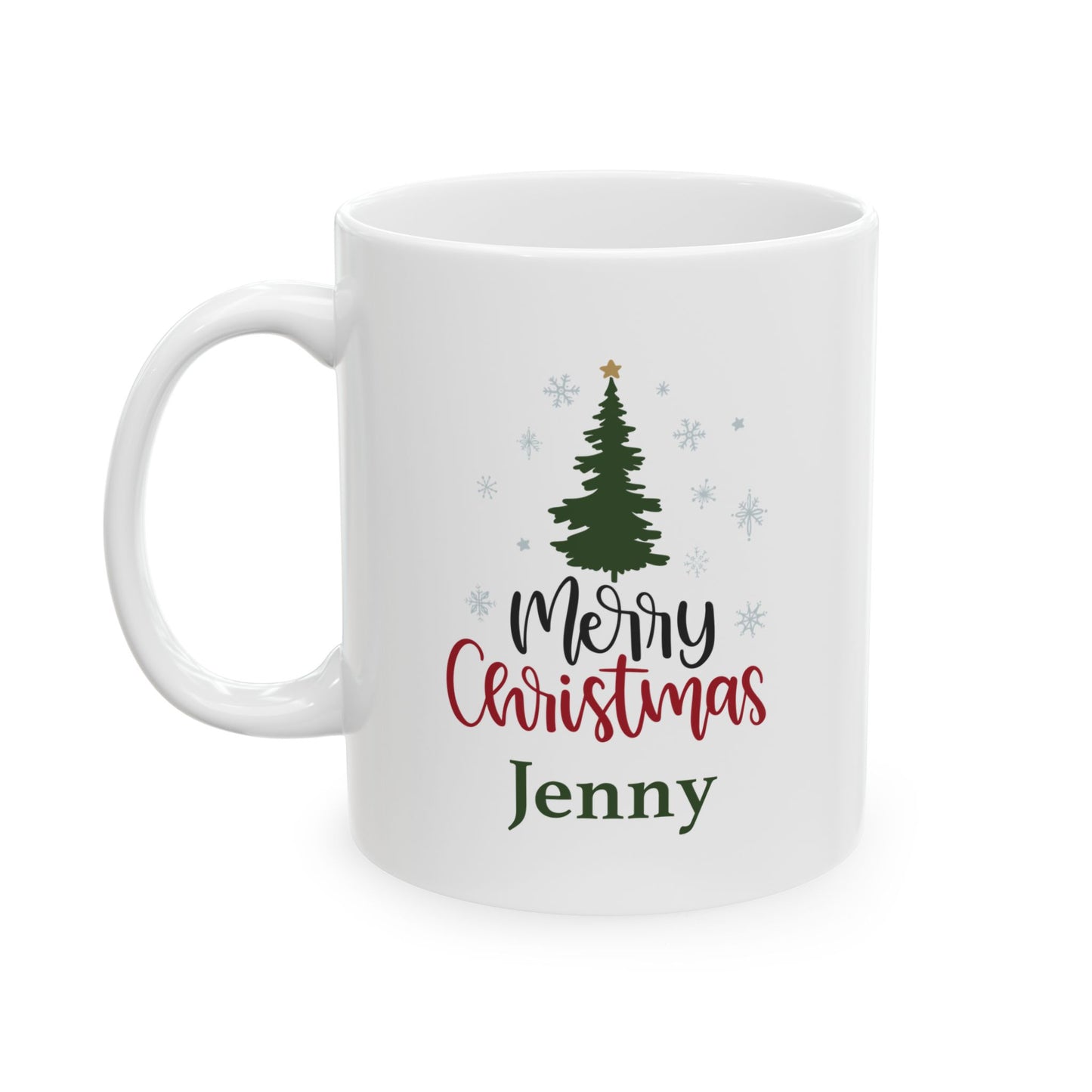 Ceramic Mug (11oz White) - Christmas Design 2024 - Merry Christmas Tree
