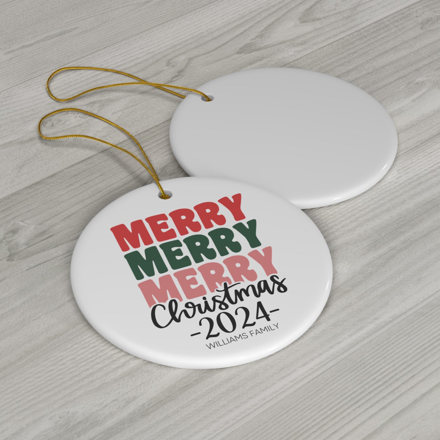 Ceramic Ornament - Merry Merry Christmas 2024 with Custom Name