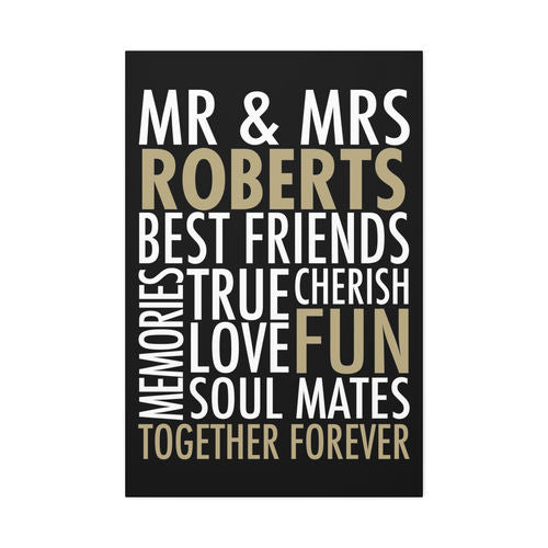CANVAS 24x36 MR & MRS WORDS WEDDING DESIGN
