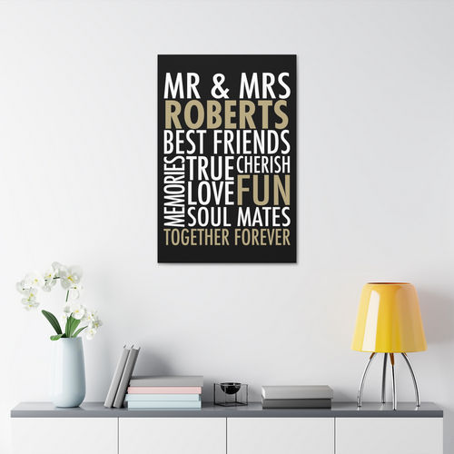 CANVAS 24x36 MR & MRS WORDS WEDDING DESIGN