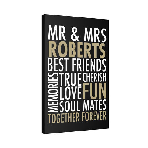 CANVAS 24x36 MR & MRS WORDS WEDDING DESIGN