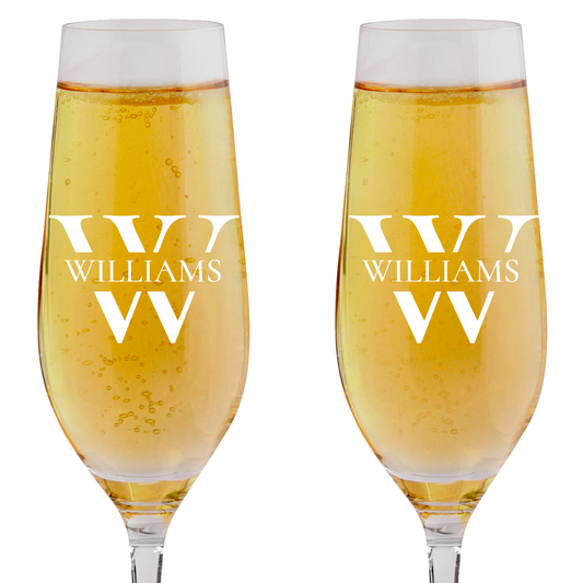CHAMPAGNE FLUTES - INITIAL & SURNAME 2