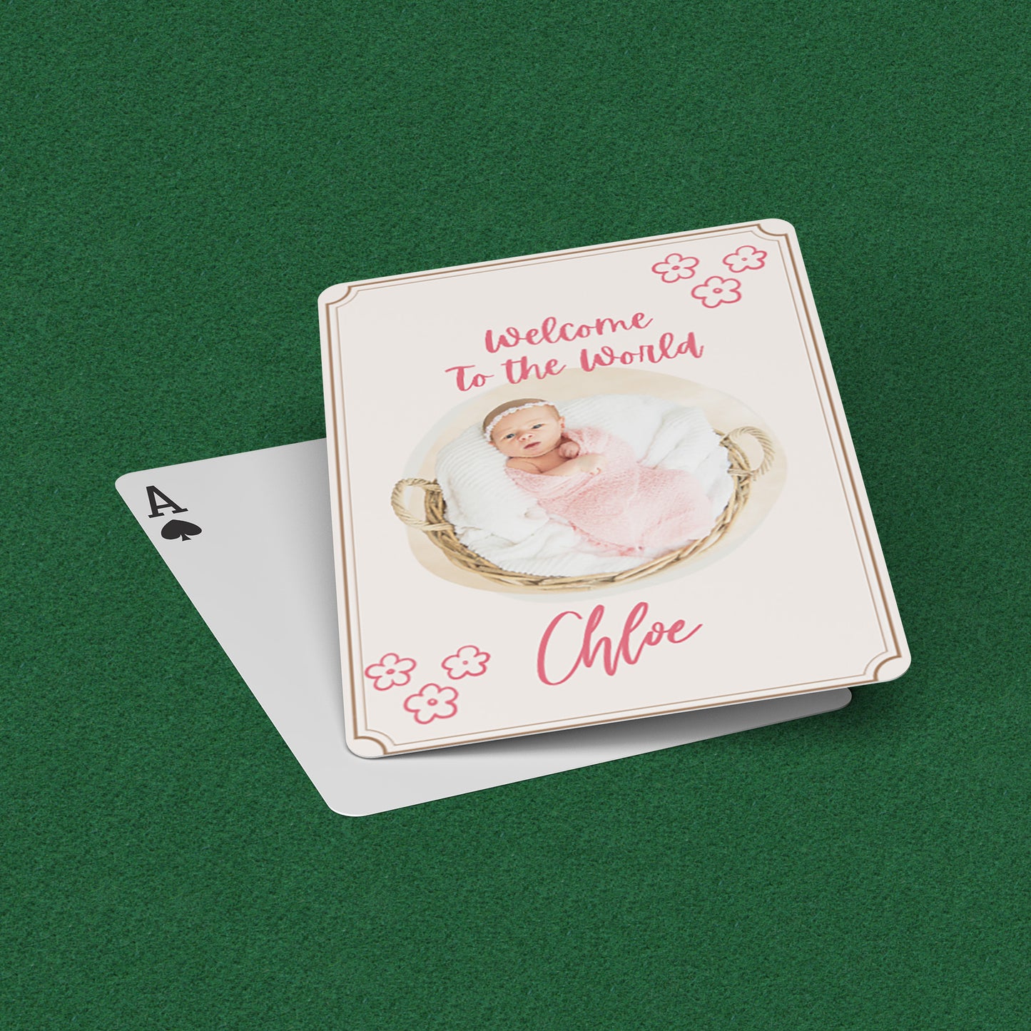 Playing Cards Welcome Baby Design 2