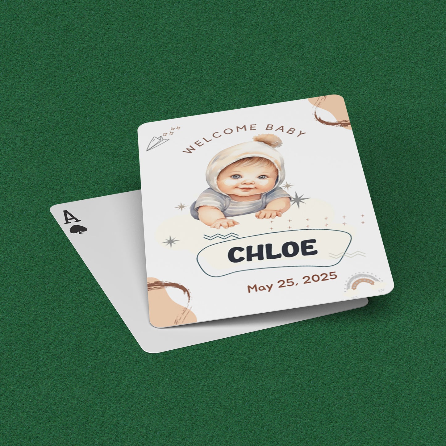 Playing Cards Welcome Baby Design 4