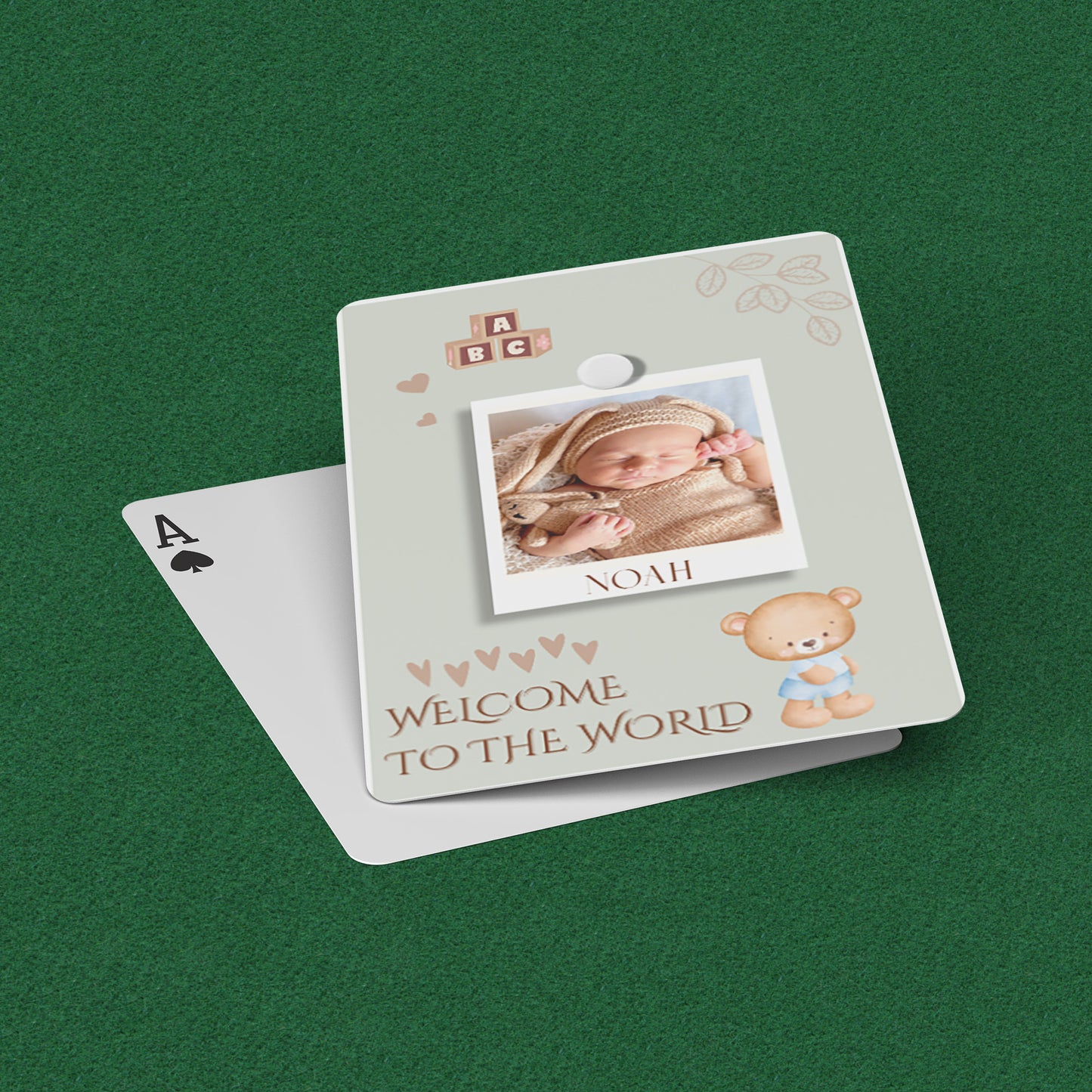Playing Cards Welcome Baby Design 3
