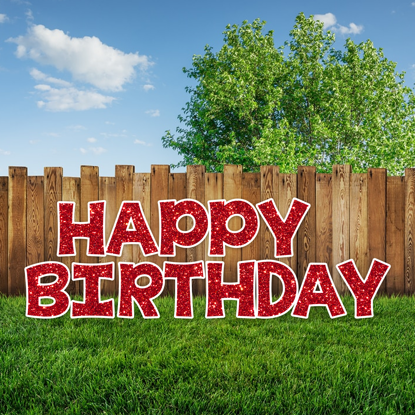 RED GLITTER HAPPY BIRTHDAY - KG FONT CORRUGATED