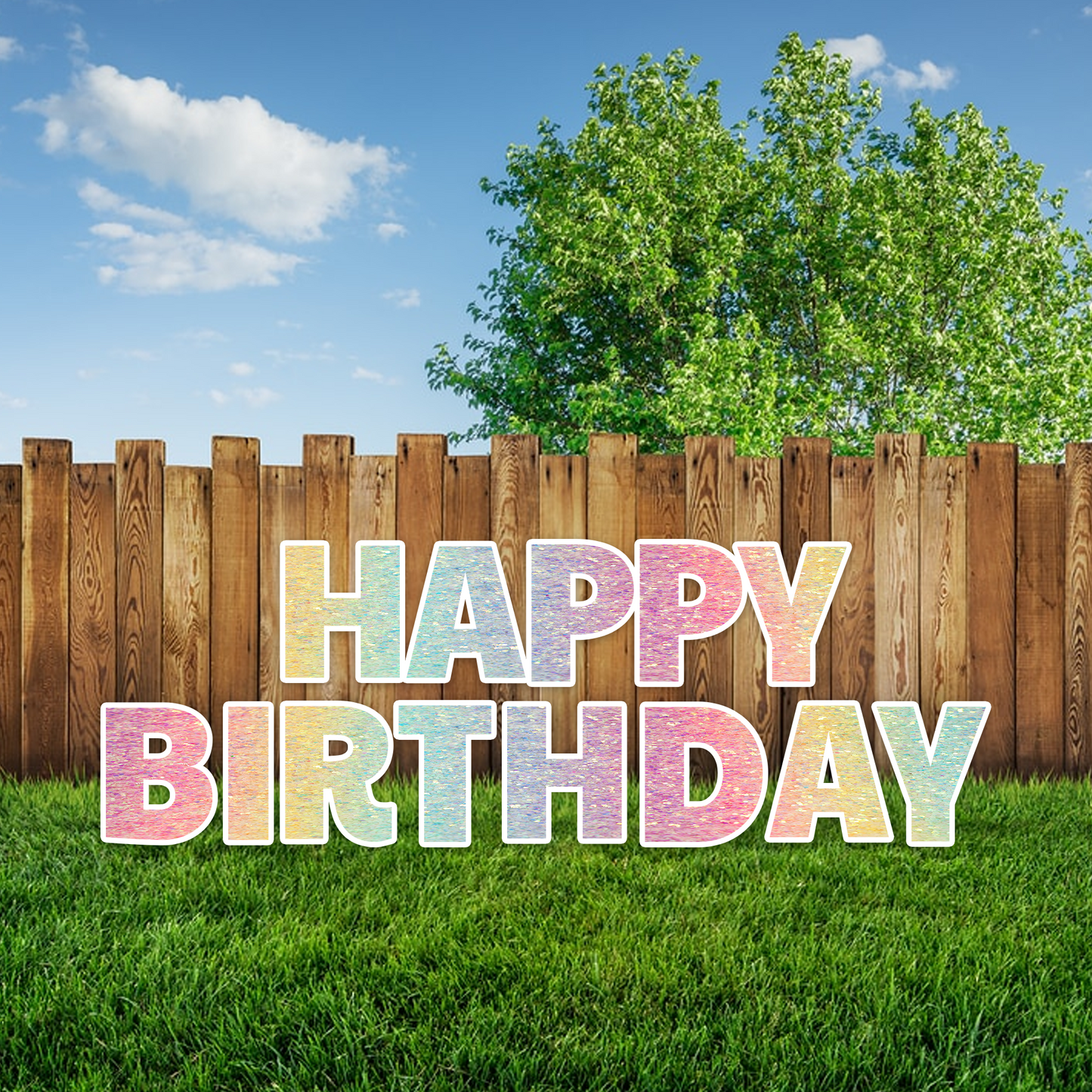 PASTEL GLITTER RAINBOW HAPPY BIRTHDAY - PAYTON FONT CORRUGATED