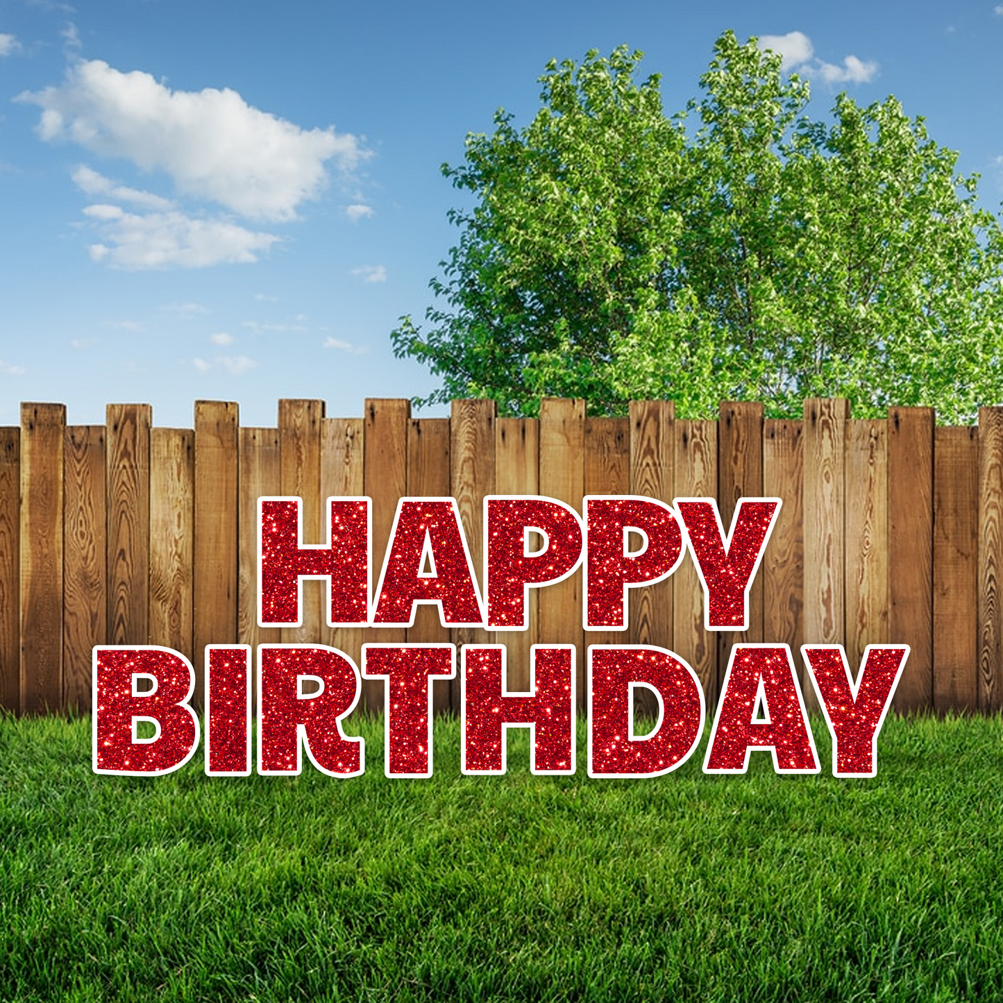 RED GLITTER HAPPY BIRTHDAY - PAYTON FONT CORRUGATED