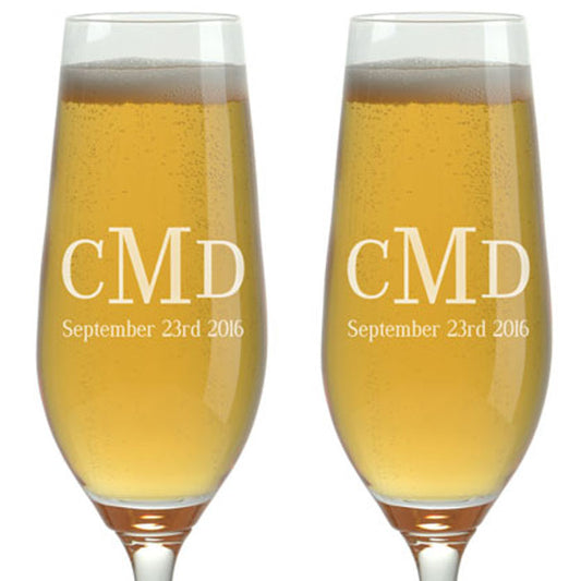 CHAMPAGNE FLUTES - MONOGRAM INITIALS & DATE