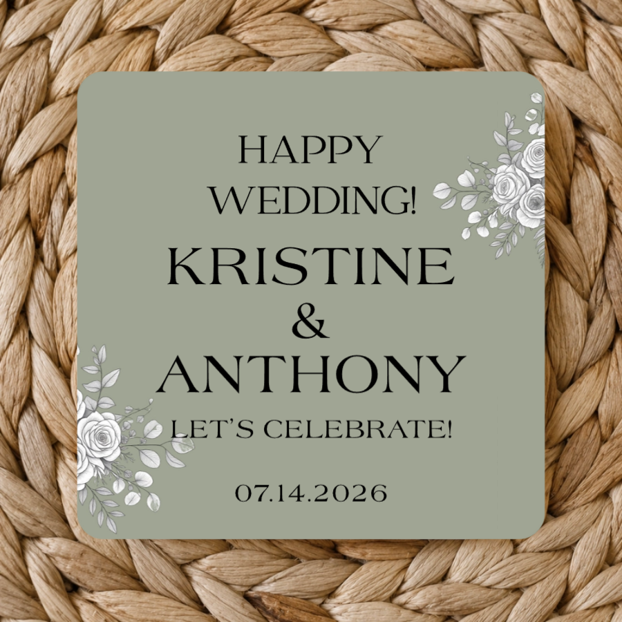 Personalized Rounded Square Wedding Coasters 6
