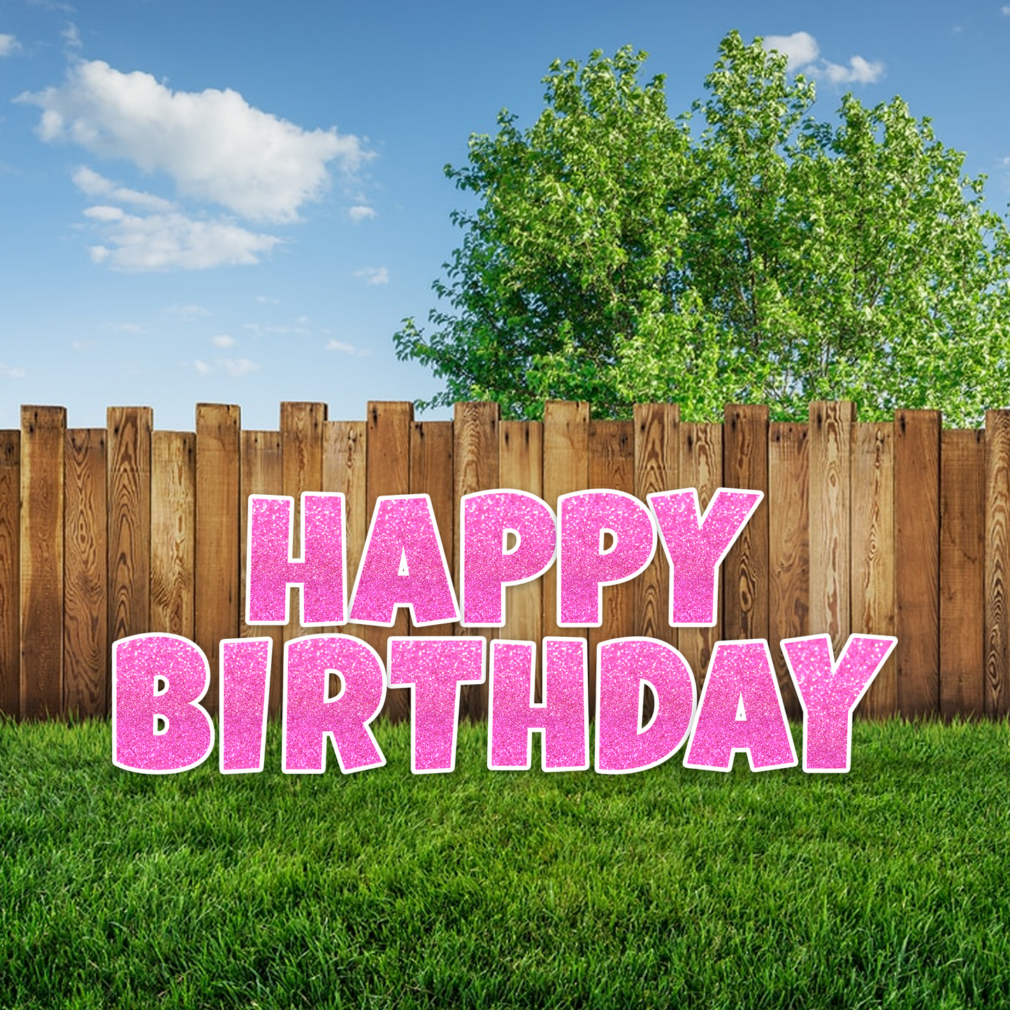 HAPPY BIRTHDAY PINK GLITTER LUCKIEST GUY CORRUGATED