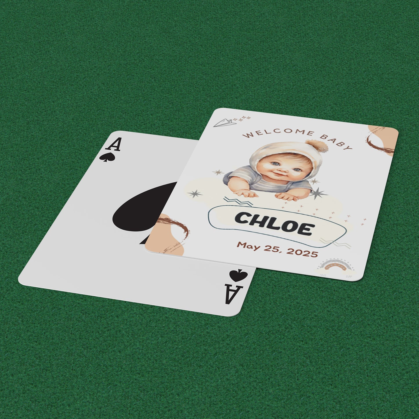 Playing Cards Welcome Baby Design 4