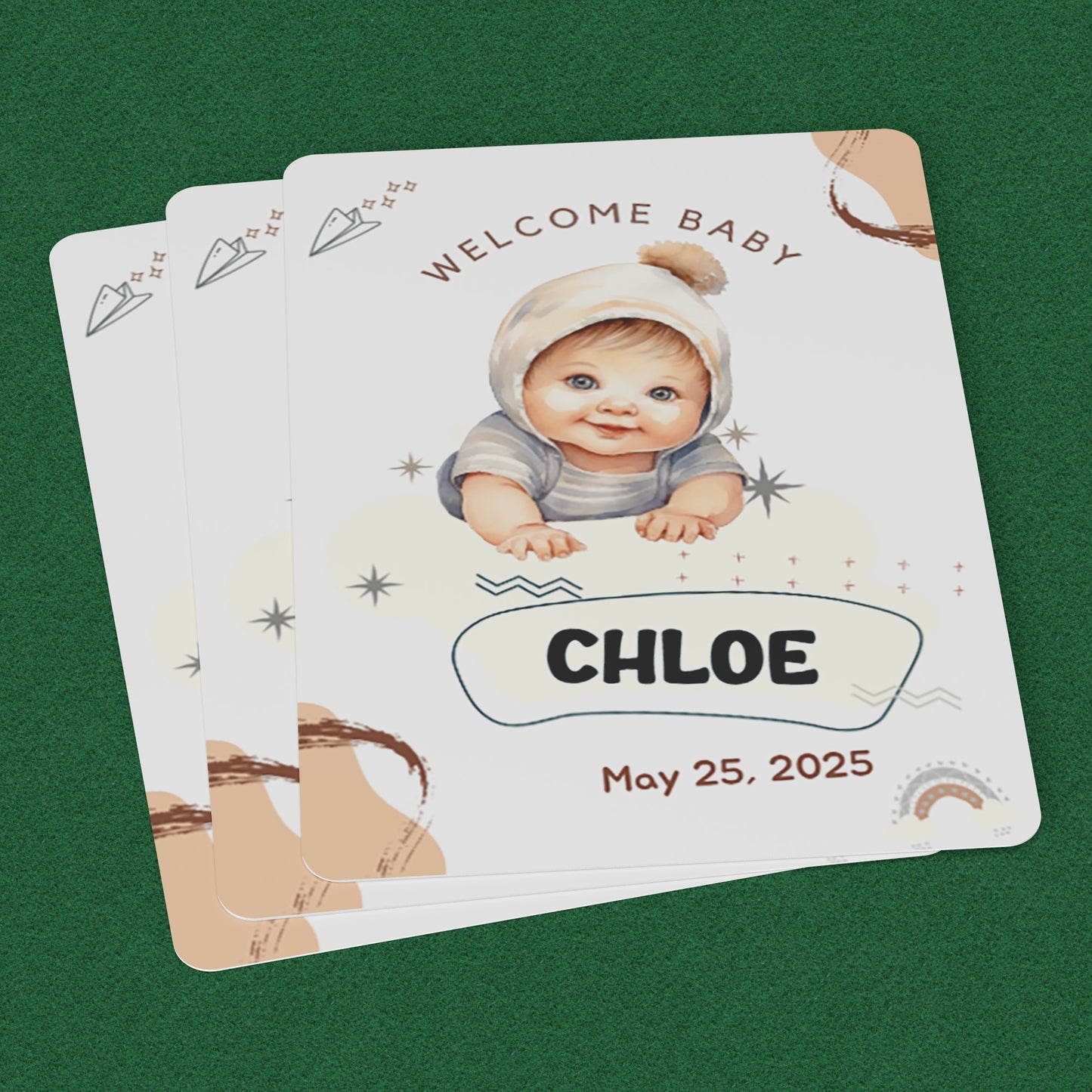 Playing Cards Welcome Baby Design 4