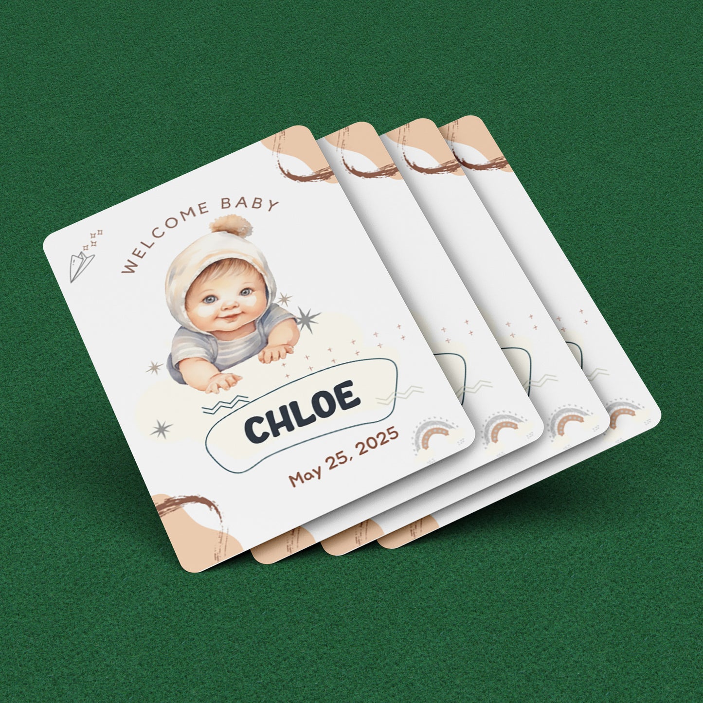 Playing Cards Welcome Baby Design 4