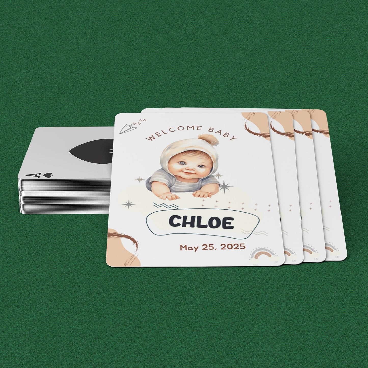Playing Cards Welcome Baby Design 4
