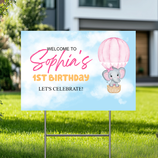 YARD SIGN 18X24 CUSTOM WELCOME SIGN – HOT AIR BALLOON DESIGN #2