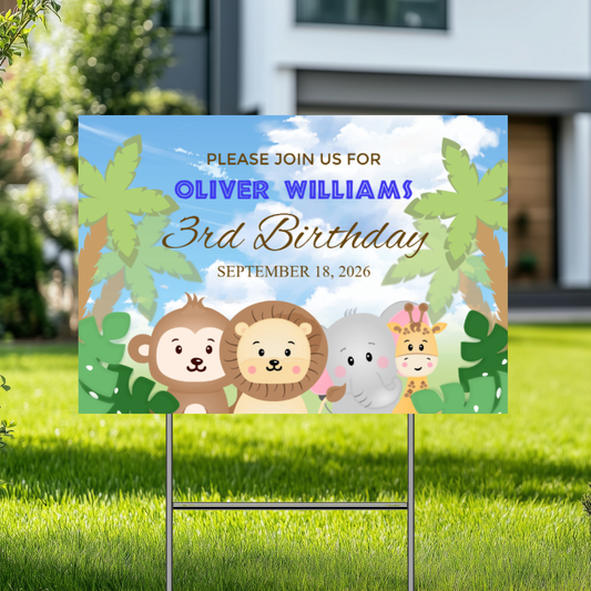 YARD SIGN 18X24 CUSTOM WELCOME SIGN – SAFARI ANIMALS DESIGN #12