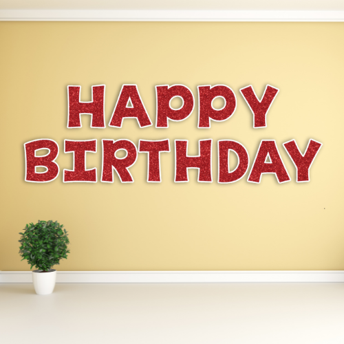 RED GLITTER HAPPY BIRTHDAY - KG FONT FOAM BOARD