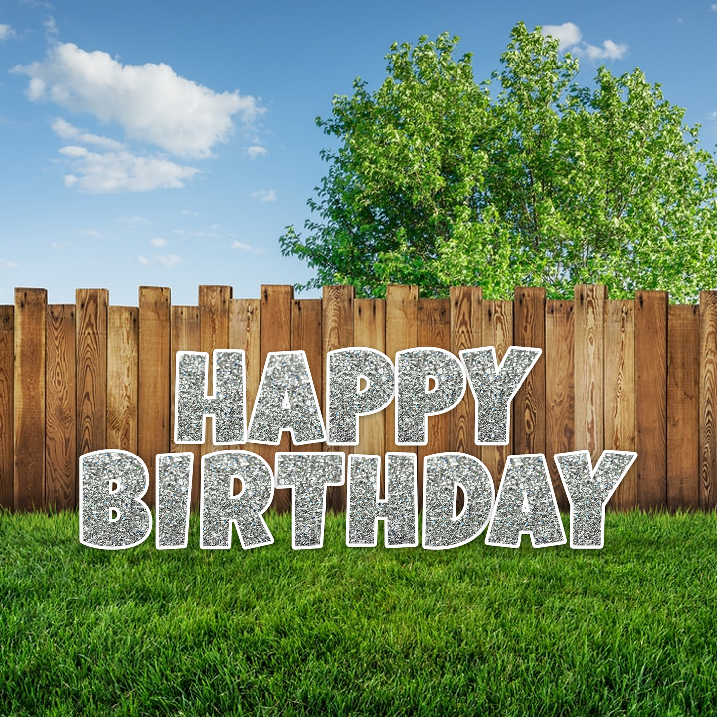 HAPPY BIRTHDAY SILVER GLITTER LUCKIEST GUY CORRUGATED