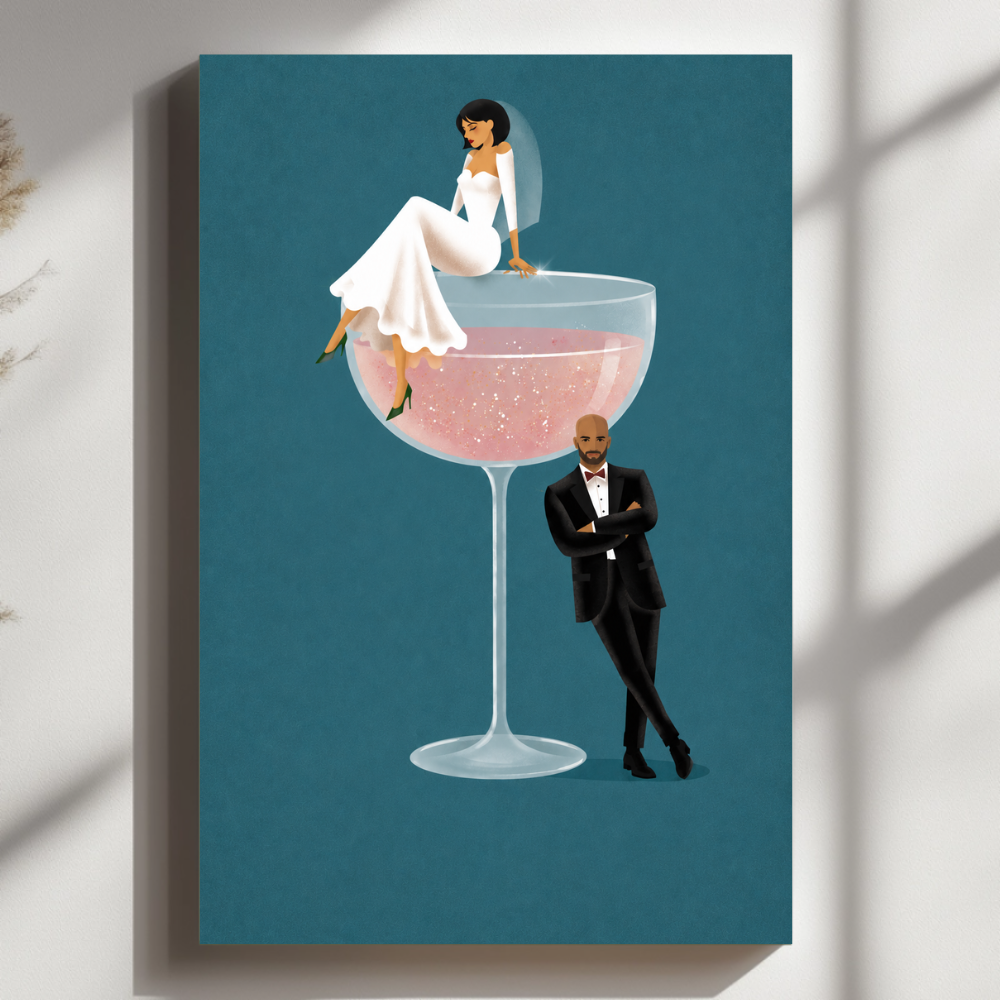 CANVAS 24x36 Retro Signature Cocktail Wedding Portrait