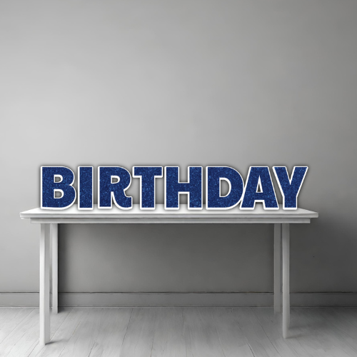 BLUE GLITTER HAPPY BIRTHDAY - PAYTON FONT FOAM BOARD