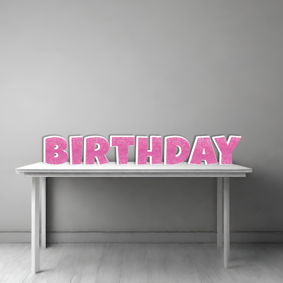 HAPPY BIRTHDAY PINK GLITTER LUCKIEST GUY FOAM BOARD