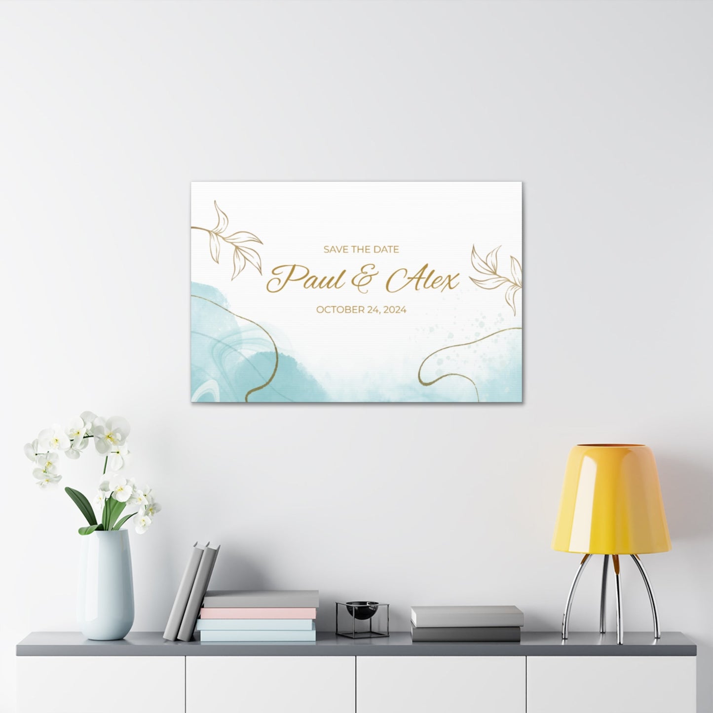 CANVAS 24x36 AQUA GOLD