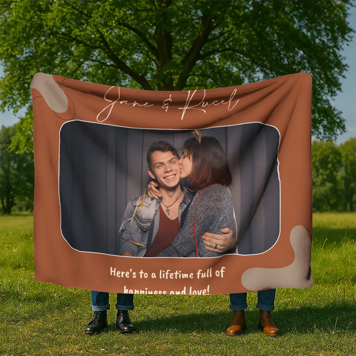 Personalized Couple Sherpa Fleece Blanket 3 +