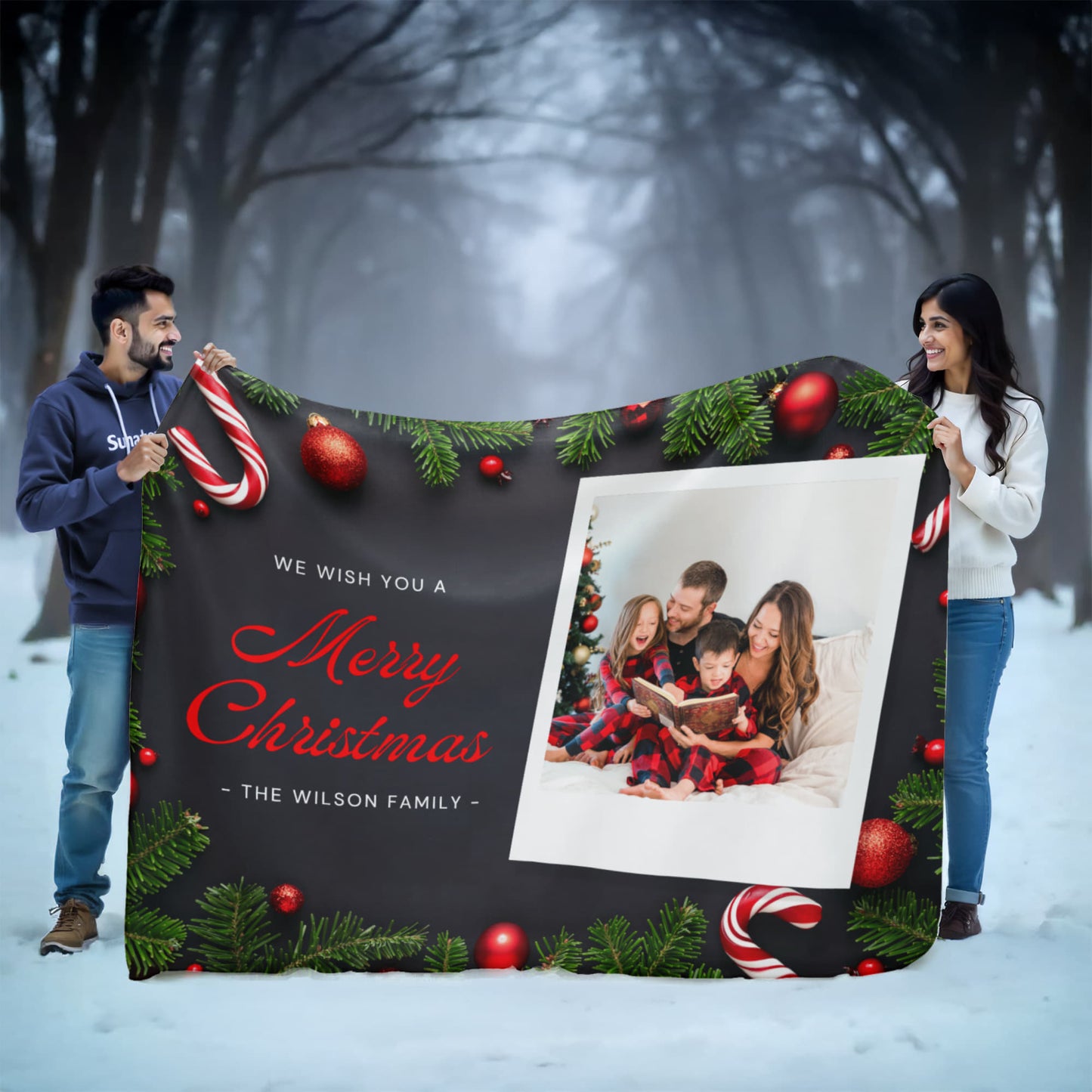 Christmas Personalized Sherpa Fleece Blanket 5 +