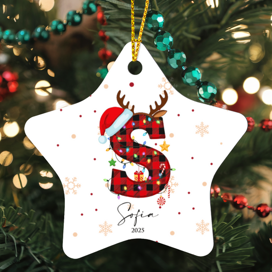 Personalized Christmas Initial Star Ornament +
