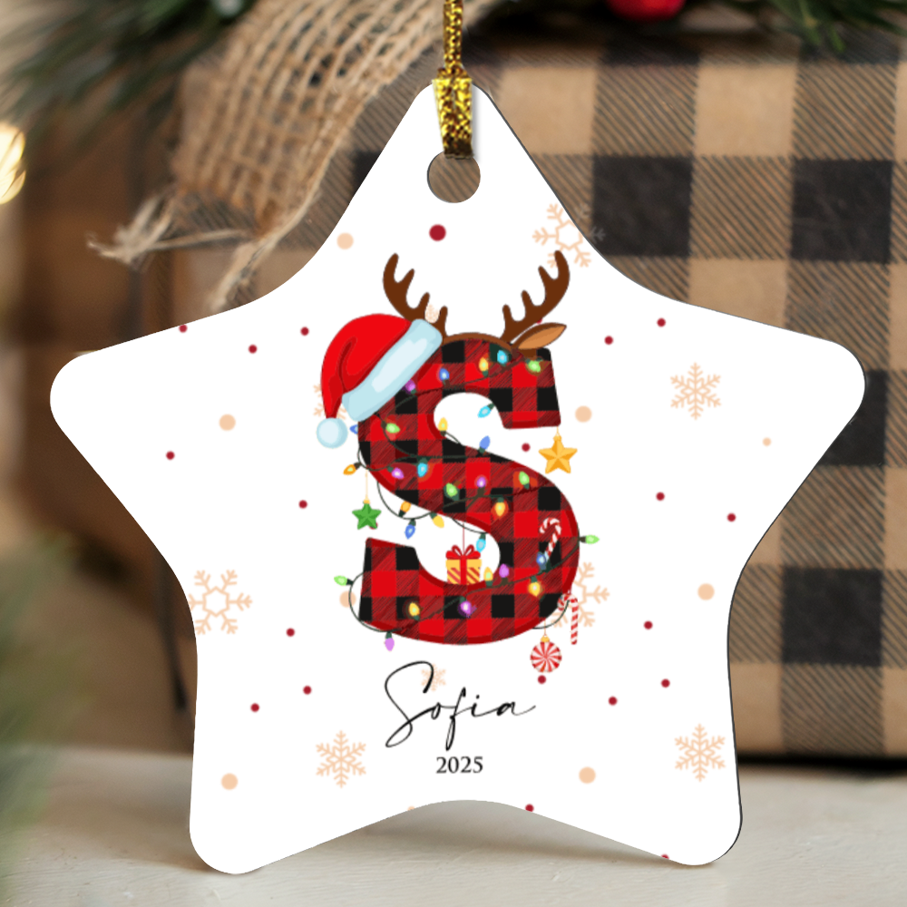 Personalized Christmas Initial Star Ornament +