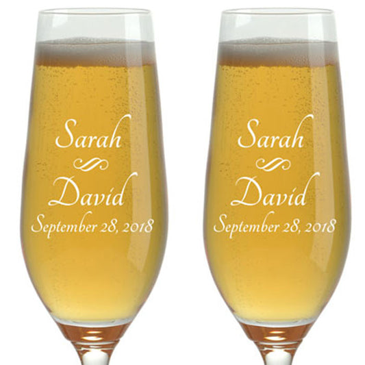 Champagne Flutes - Names & Date