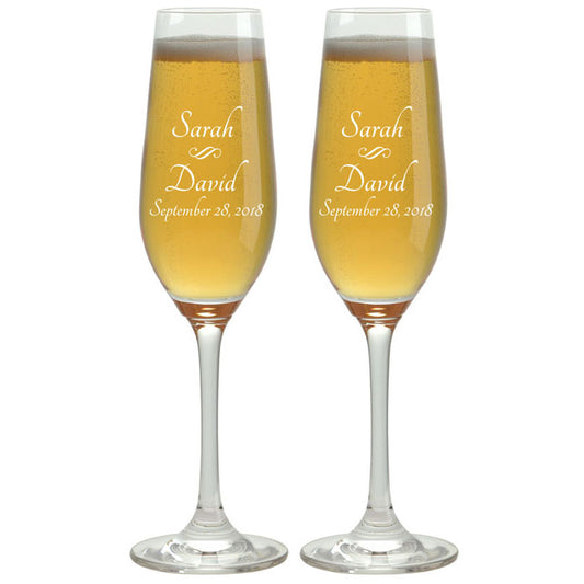 Champagne Flutes - Names & Date