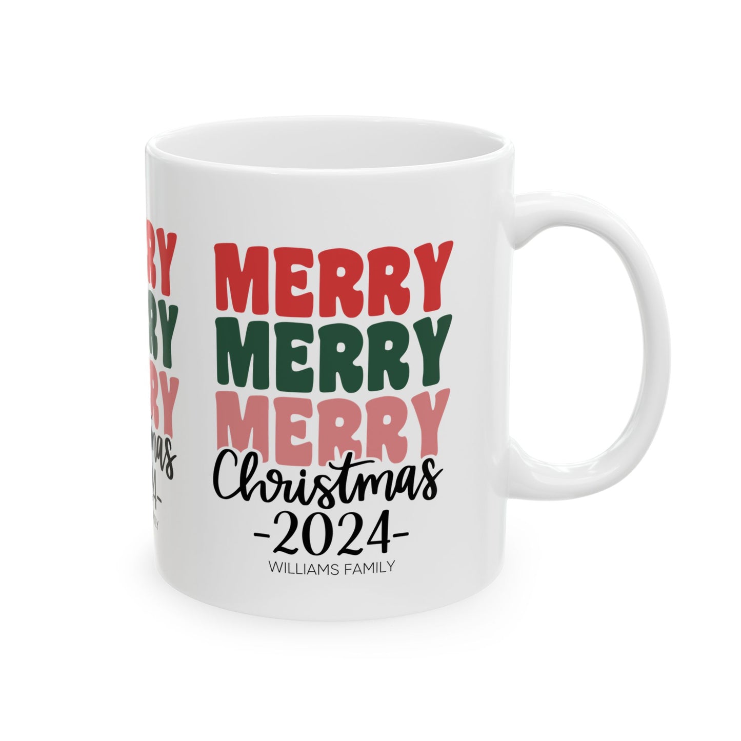 Ceramic Mug (11oz White) - Merry Christmas 2024 with Custom Name