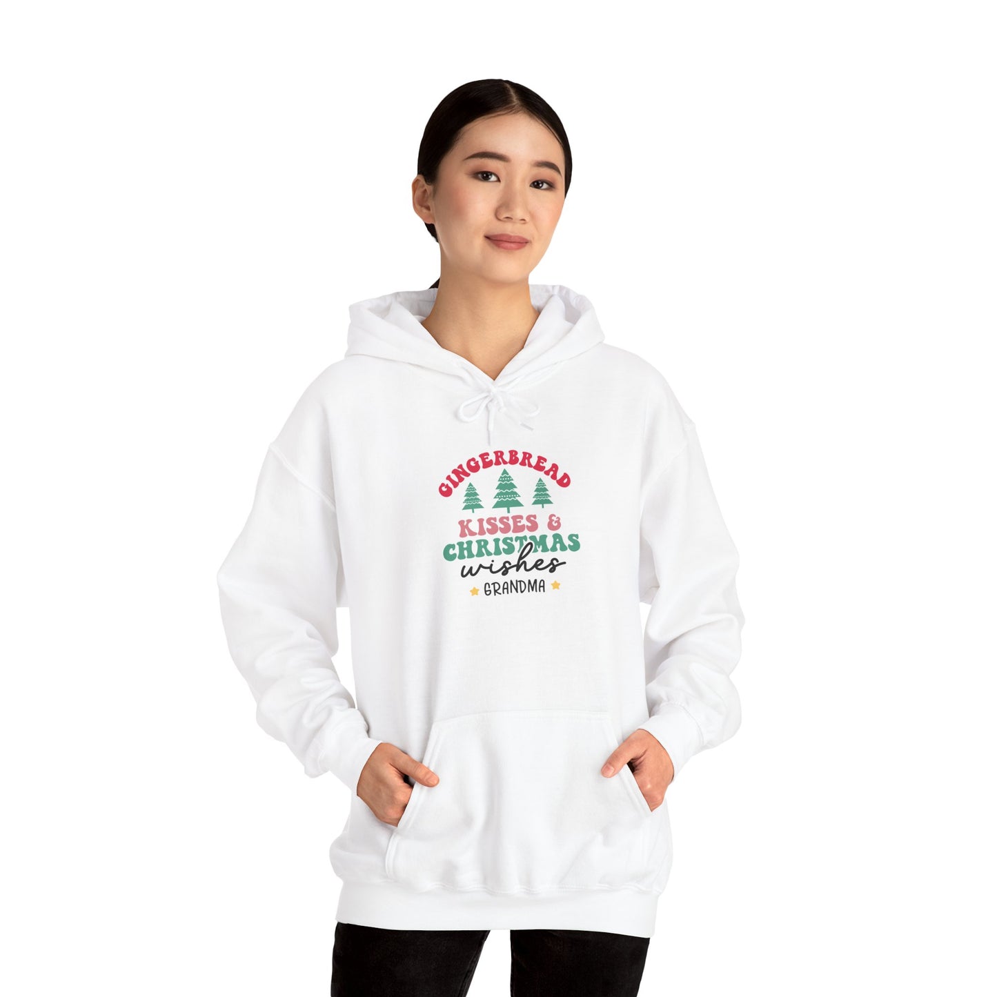 Unisex Heavy Blend Hooded Sweatshirt Kisses & Christmas Wishes Christmas 2024 with Custom Name