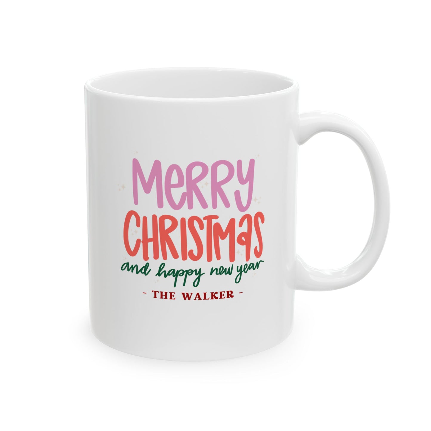 Ceramic Mug (11oz White) - Merry Christmas & Happy New Year Christmas 2024 with Custom Name