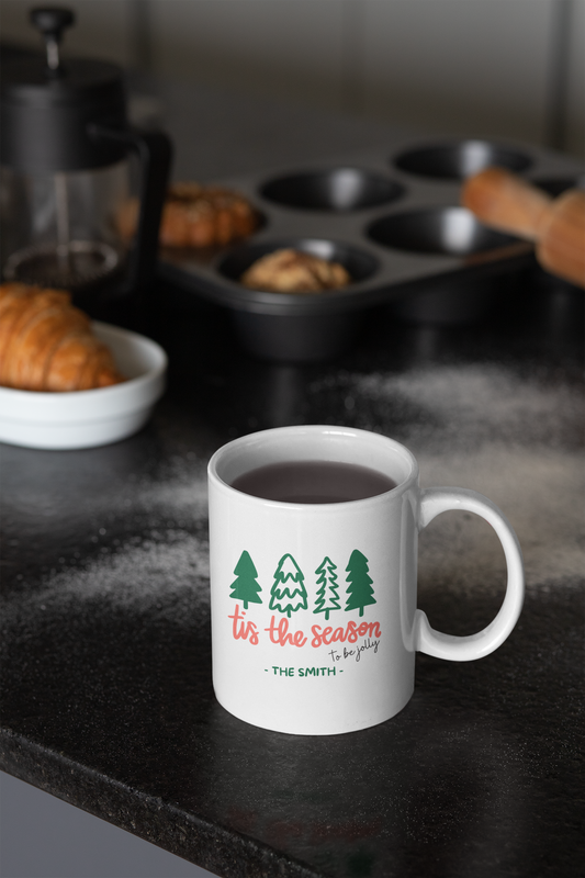 Ceramic Mug (11oz White) - Tis The Season Christmas 2024 with Custom Name