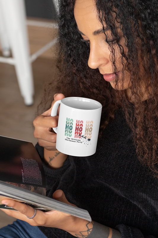 Ceramic Mug (11oz White) - HO HO HO Christmas 2024 with Custom Name