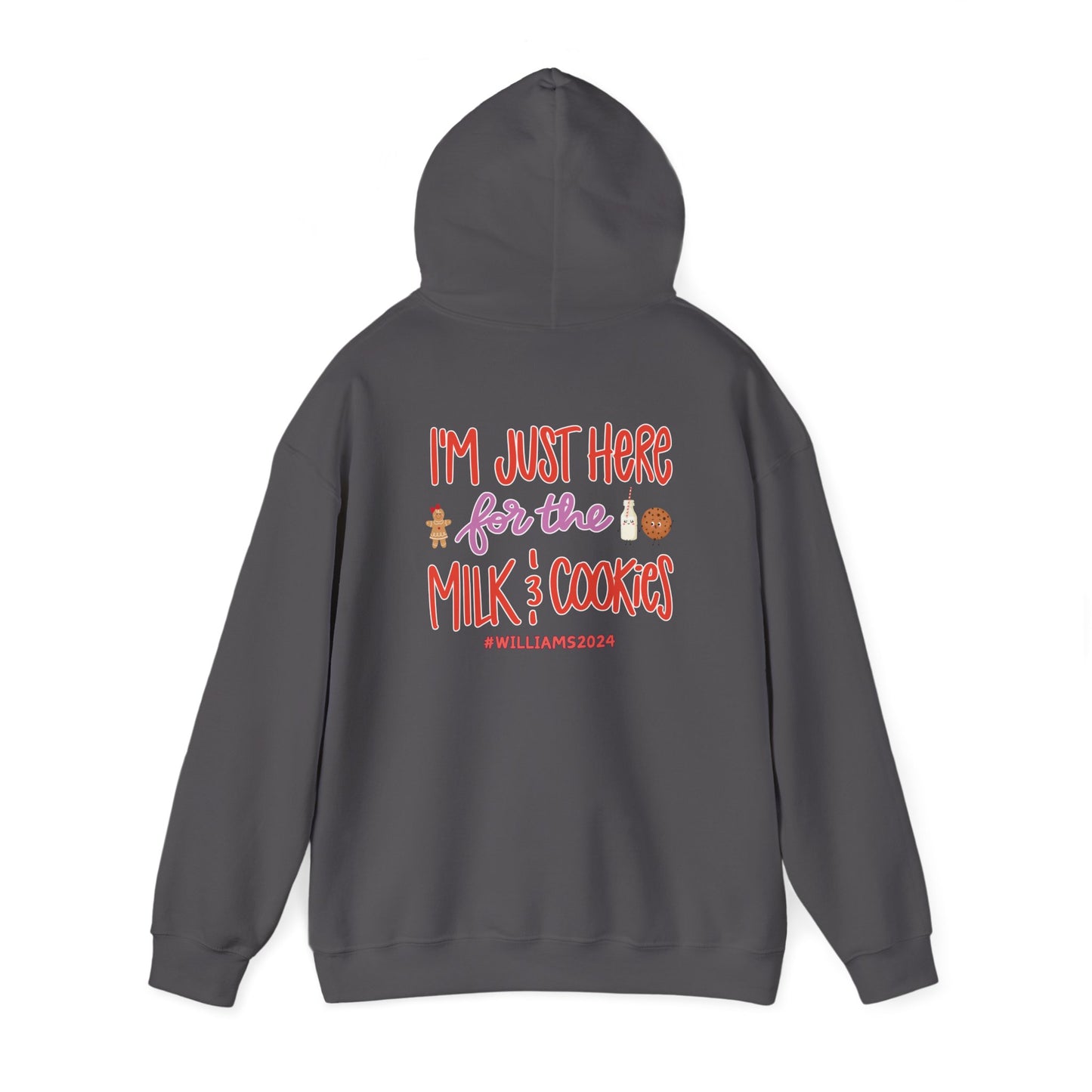 Unisex Heavy Blend Hooded Sweatshirt I'm just Here for the Milk & Cookies Christmas 2024 with Custom Name