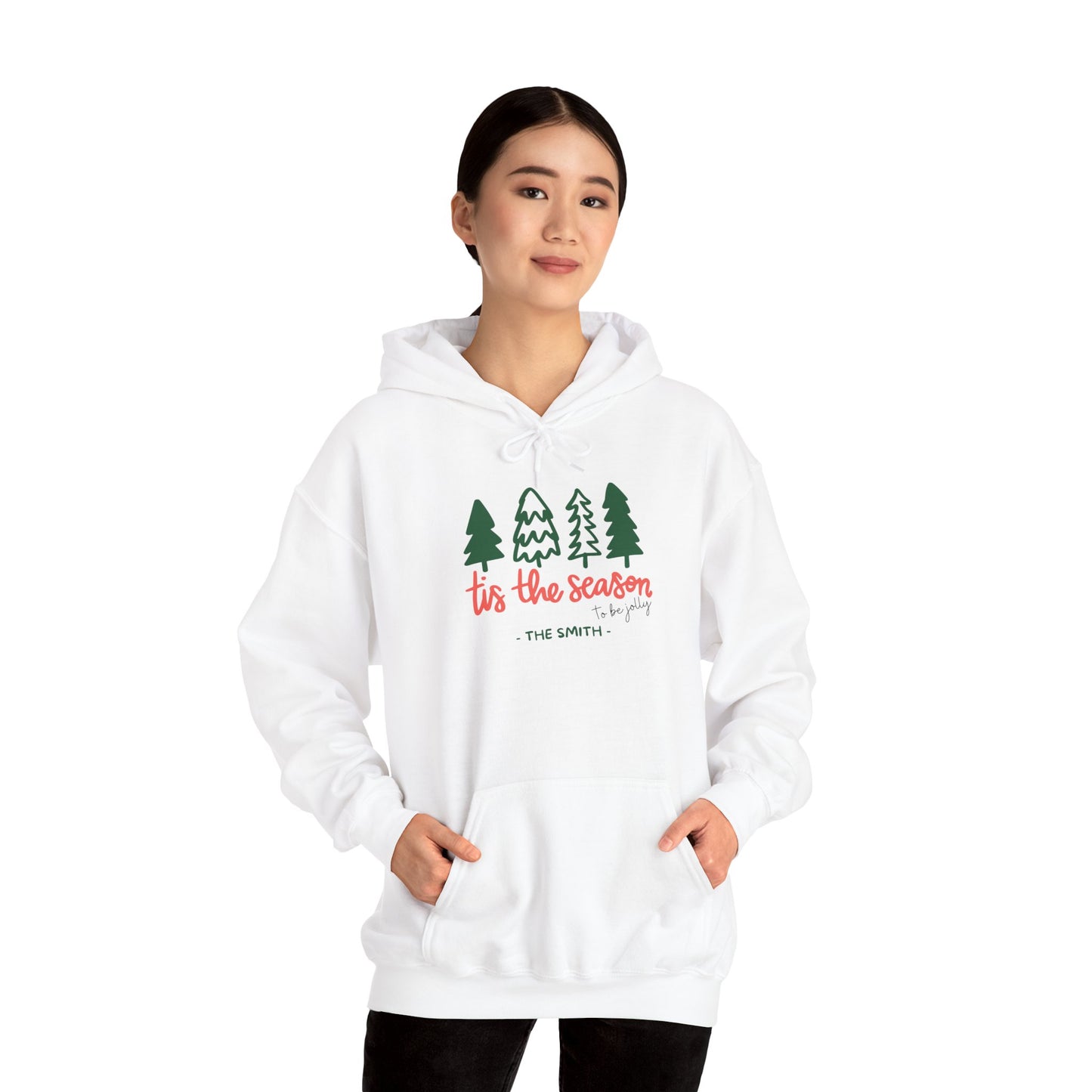 Unisex Heavy Blend Hooded Sweatshirt Tis The Season to be jolly Christmas 2024 with Custom Name