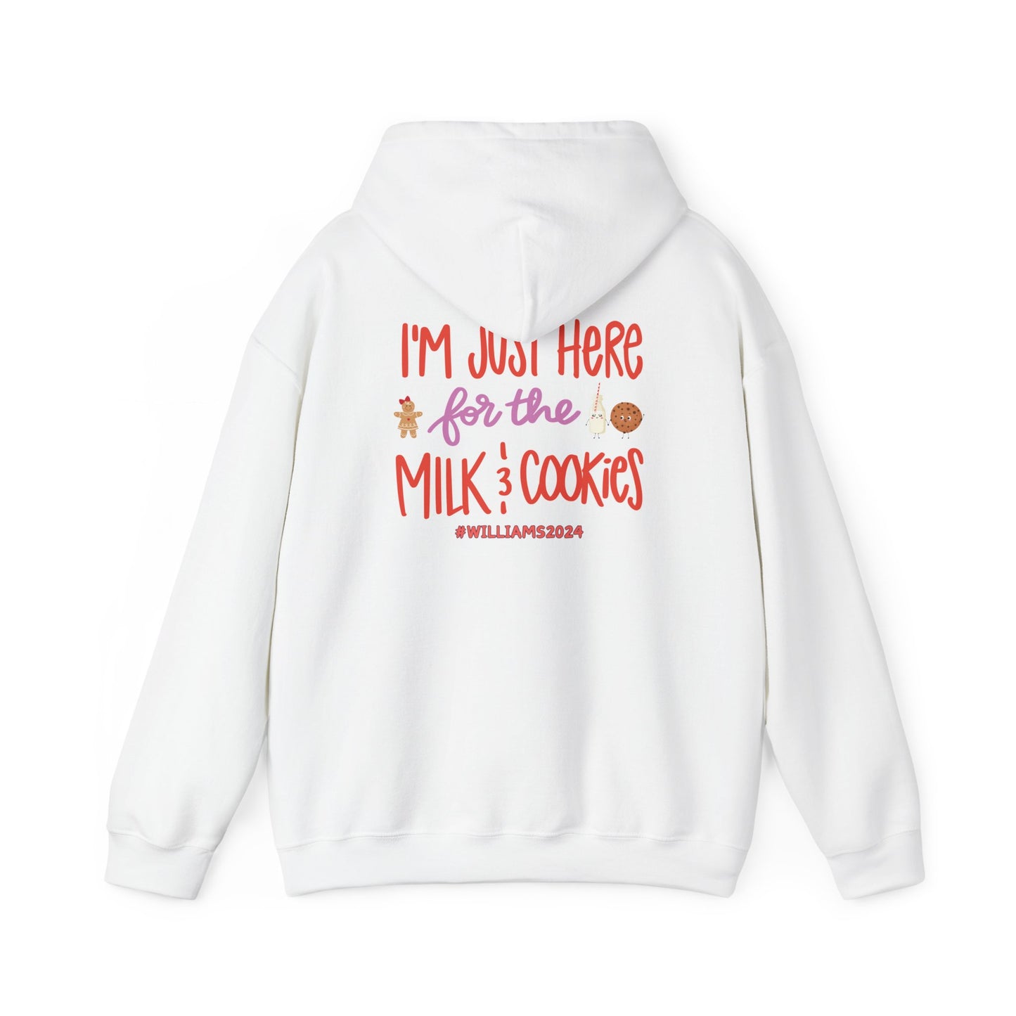 Unisex Heavy Blend Hooded Sweatshirt I'm just Here for the Milk & Cookies Christmas 2024 with Custom Name