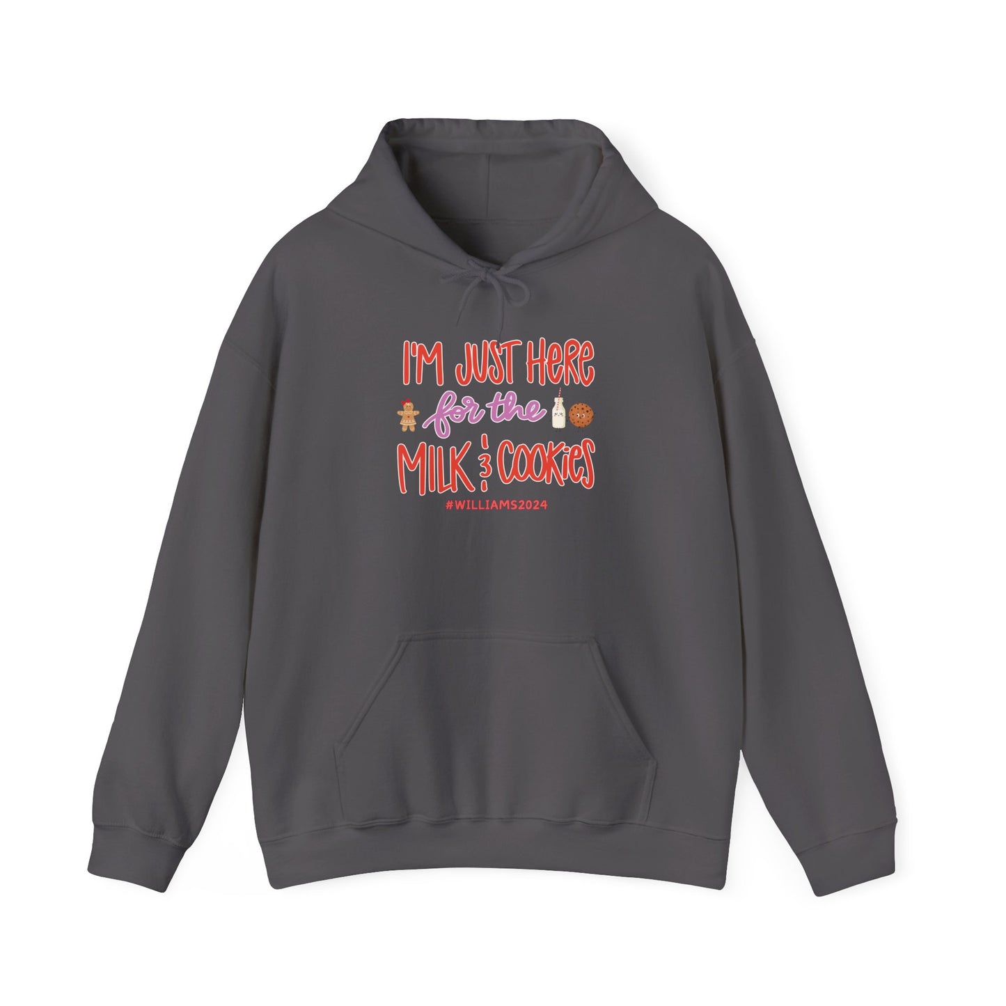 Unisex Heavy Blend Hooded Sweatshirt I'm just Here for the Milk & Cookies Christmas 2024 with Custom Name