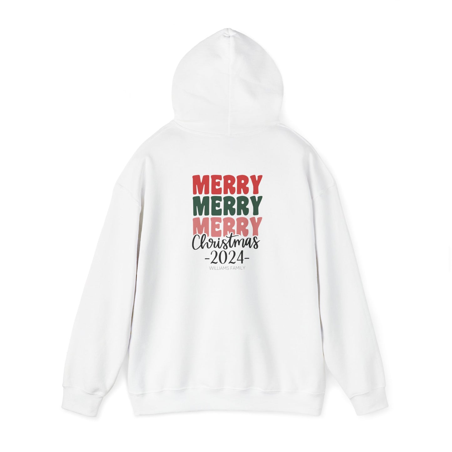 Unisex Heavy Blend Hooded Sweatshirt Merry Merry Merry Christmas 2024 with Custom Name