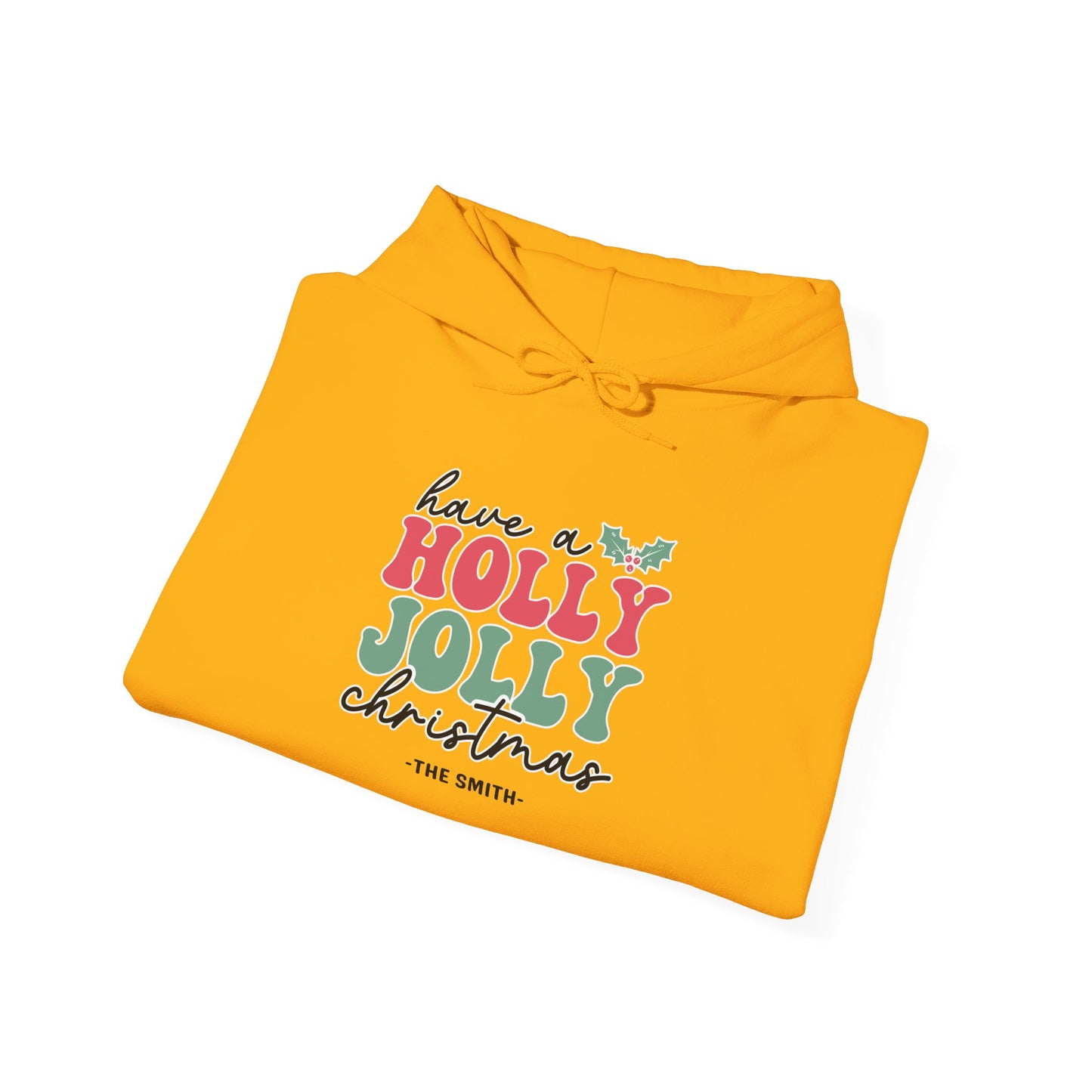 Unisex Heavy Blend Hooded Sweatshirt Have a Holly Jolly Christmas 2024 with Custom Name