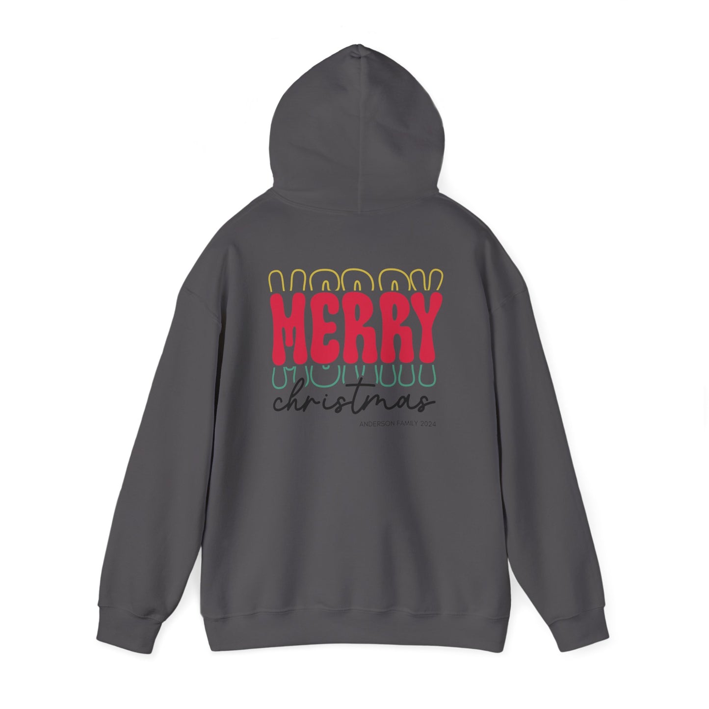 Unisex Heavy Blend Hooded Sweatshirt MERRY MERRY MERRY Christmas 2024 with Custom Name