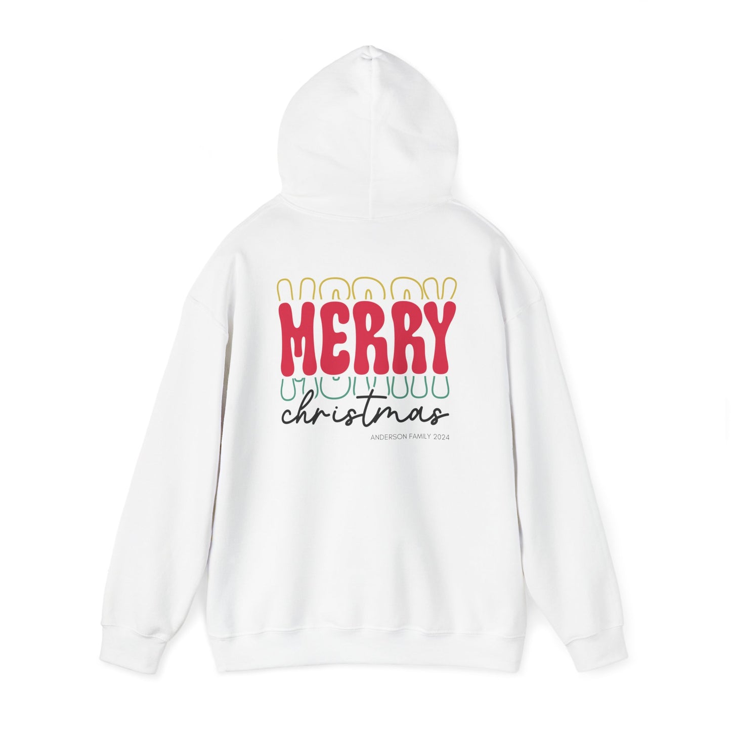 Unisex Heavy Blend Hooded Sweatshirt MERRY MERRY MERRY Christmas 2024 with Custom Name