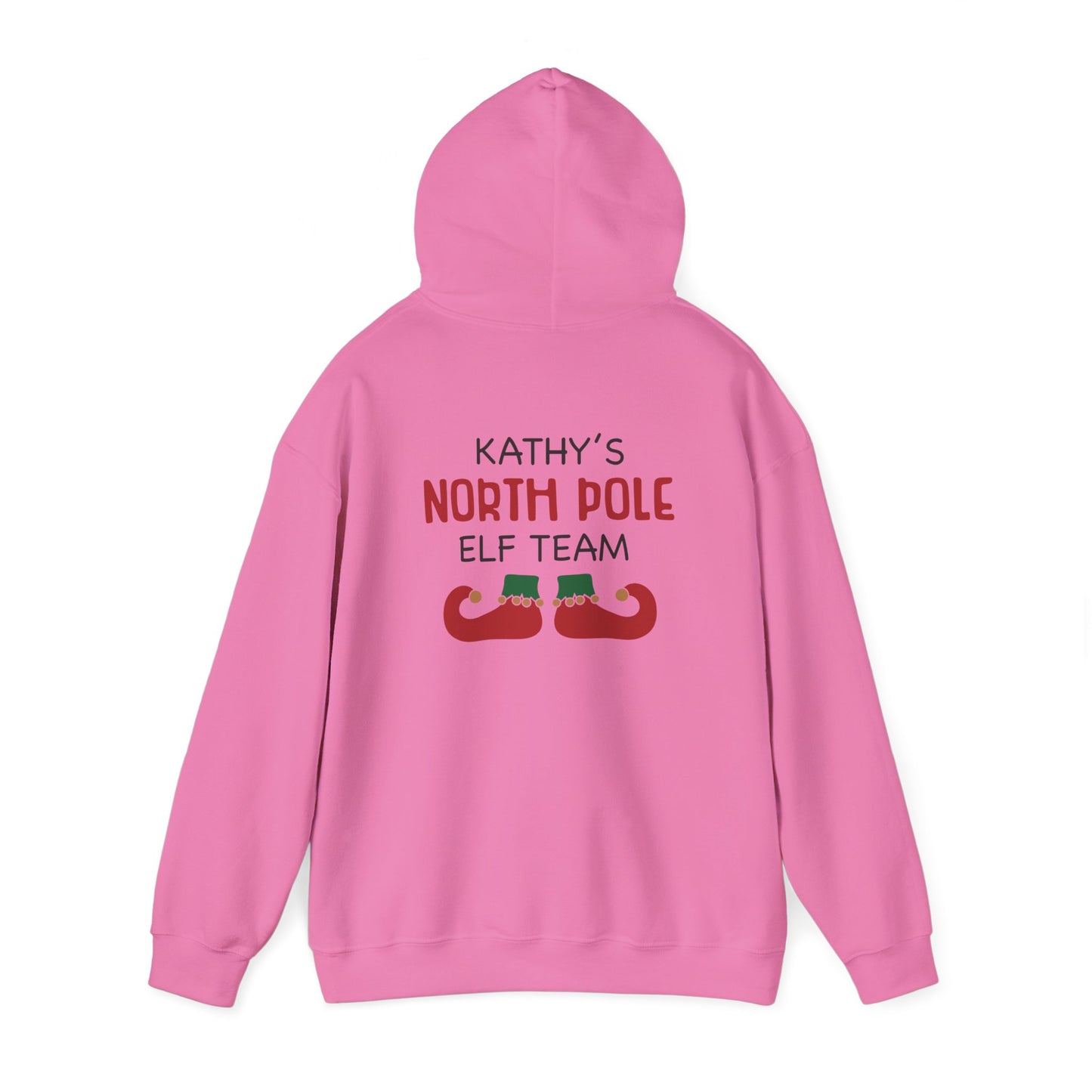 Unisex Heavy Blend Hooded Sweatshirt Christmas Design 2024 - North Pole Elf Team with Custom Name